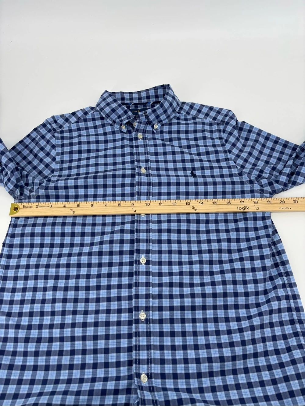 Polo Ralph Lauren Performance Boys XL 18-20 Button Down Shirt Blue Plaid Gingham